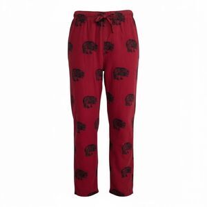 Flyshacker Bear Print Fleece Cotton Pajama Pants Red Size XS